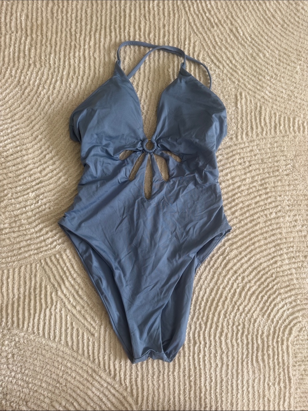Blue Cutout One-Piece Bodysuit